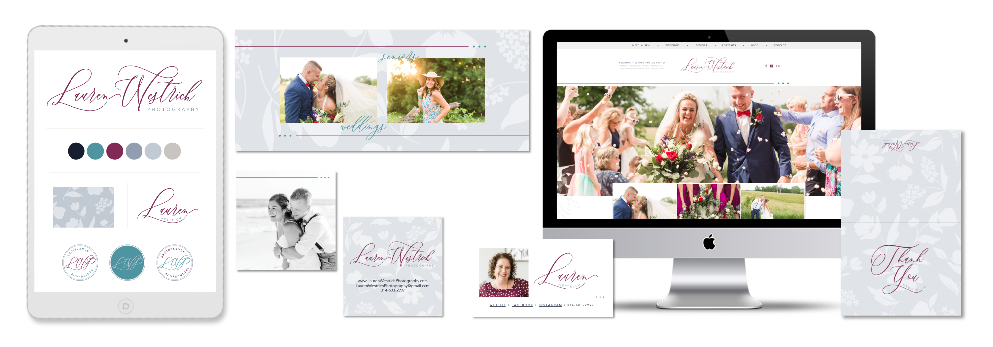 This is a joyful and simple inspired brand design portfolio and Showit web design for Lauren Westrich Photography
