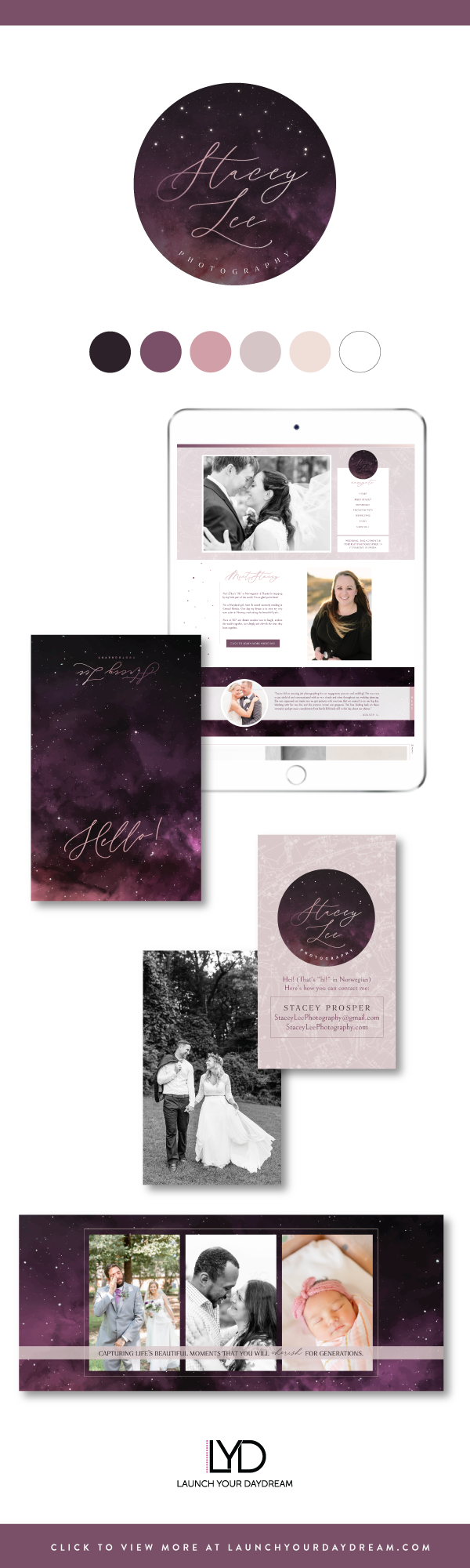 This is a romantic and colorful brand and Showit website design for Stacey Lee Photography