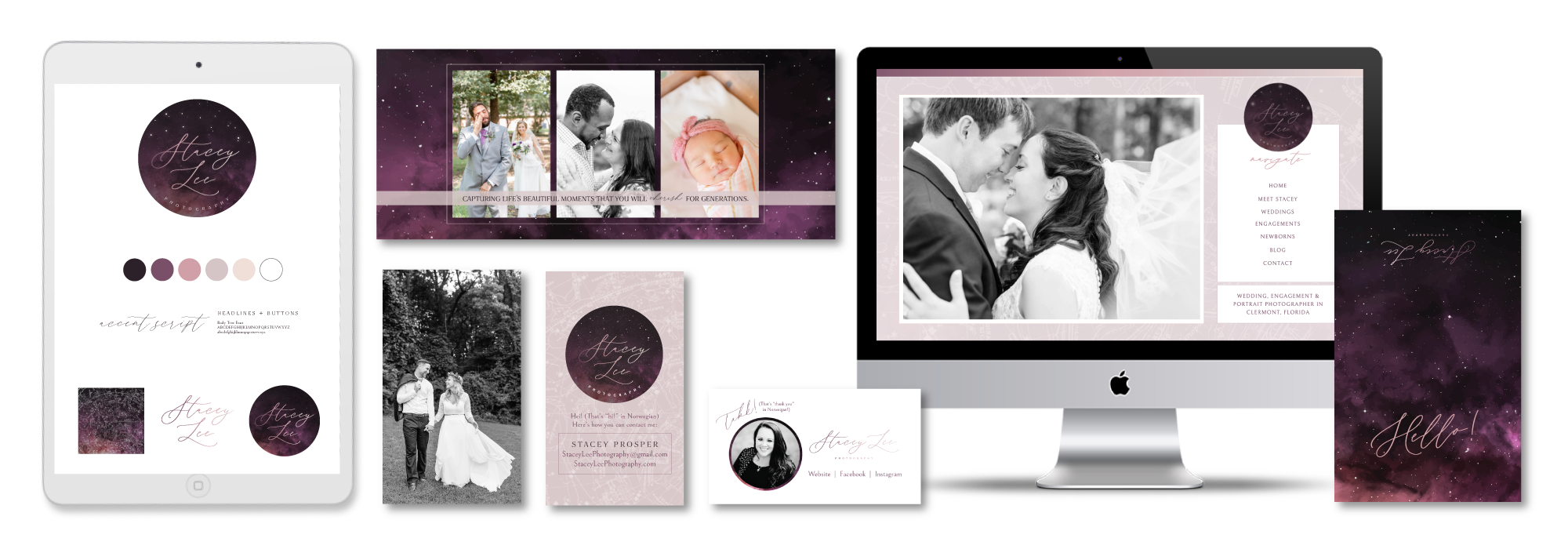 This is an colorful wedding and newborn photography brand and Showit Website for Stacey Lee Photography